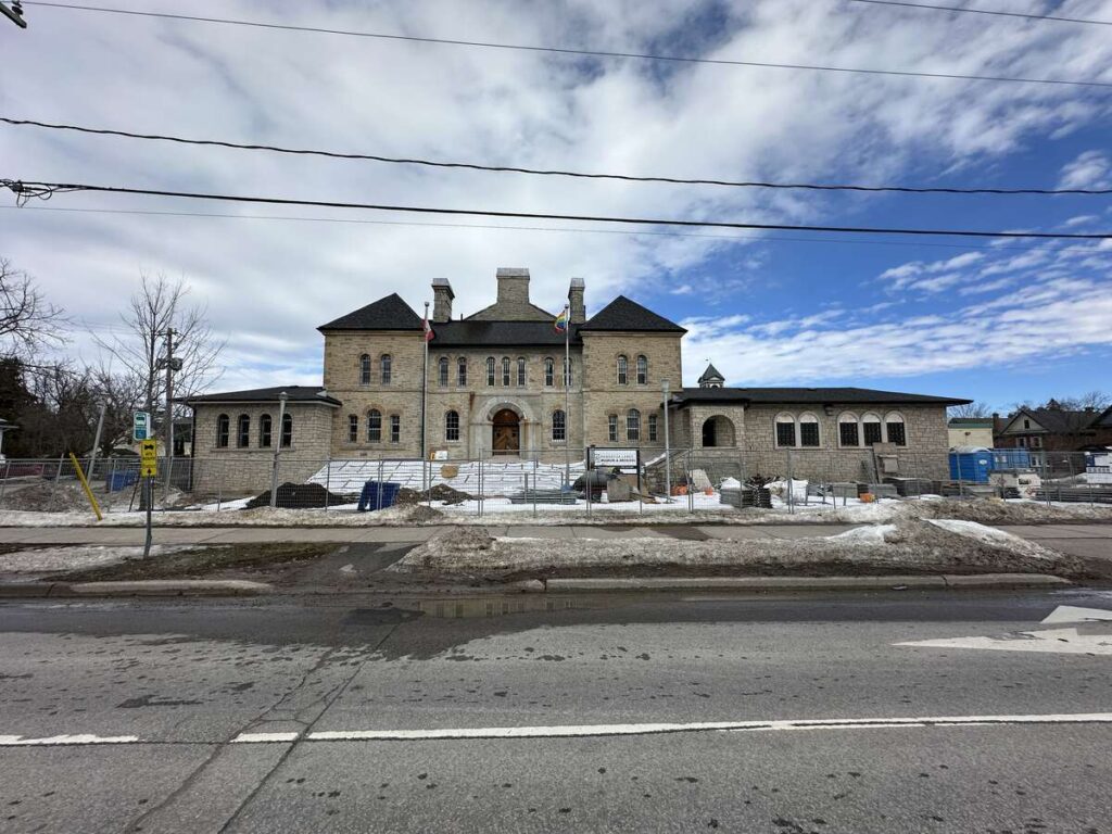 The Olde Gaol Museum historic limestone courthouse and jail building in Lindsay Ontario