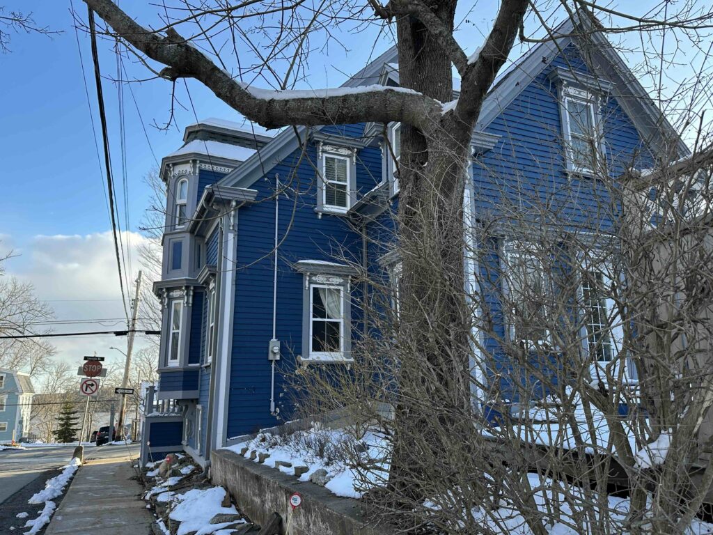 Lunenburg bumps are one of the town’s most charming architectural quirks — small upper-storey projections that seem to lean slightly into the street, adding character and extra light to the home.