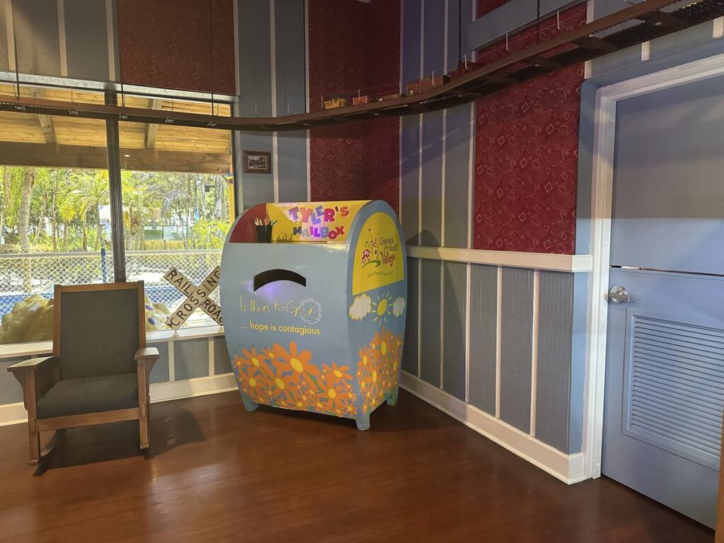 Tyler’s Mailbox inside Give Kids The World Village, where visitors can send letters of hope.