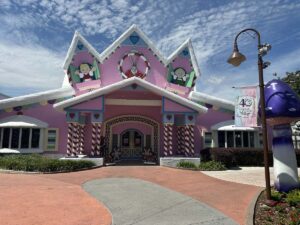Pink House of Hearts building at Give Kids The World Village in Kissimmee, Florida.