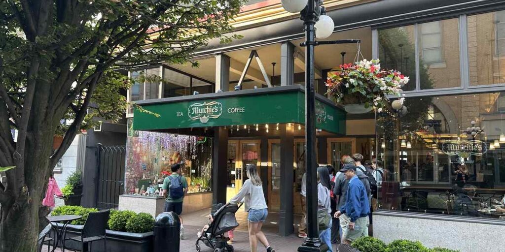 Murchie’s Tea & Coffee storefront on Government Street in downtown Victoria.